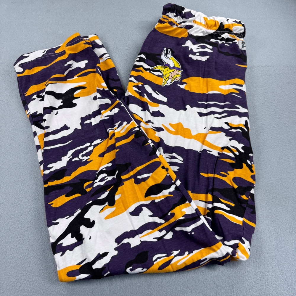 Zubaz NFL Minnesota Vikings Camo Lounge Pants Mens 2XL Purple Gold White Logo